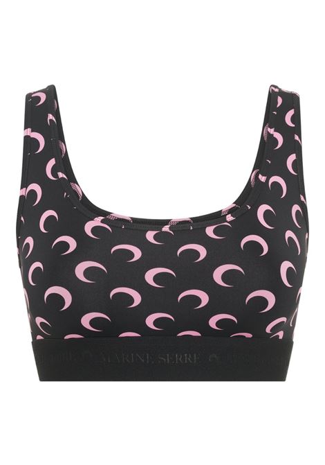 moon printed jersey sports bra woman black and pink MARINE SERRE | WUW055BCJER0001BK90